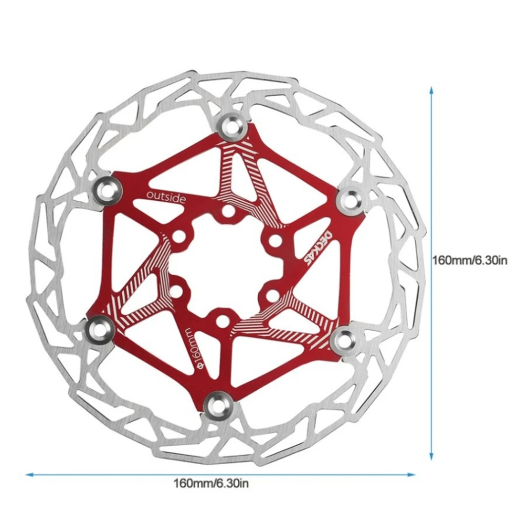 DECKAS Ultra-Light MTB Mountain Bike Cycling Brake Disc Float Floating Pads 160mm 6 Bolt Rotors Parts Cycling Accessories,Red