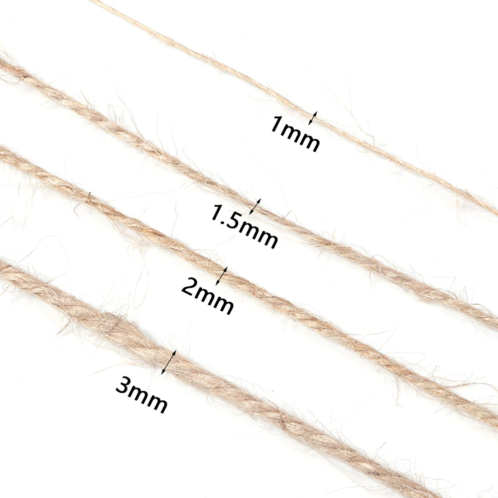 100M Natürliches Vintage Jute-Seil Schnur Bindfaden Juteband DIY Handwerk Geschenkverpackung Jute Hanf Gartendekoration Hochzeits- und Partydekoration – Detail 1