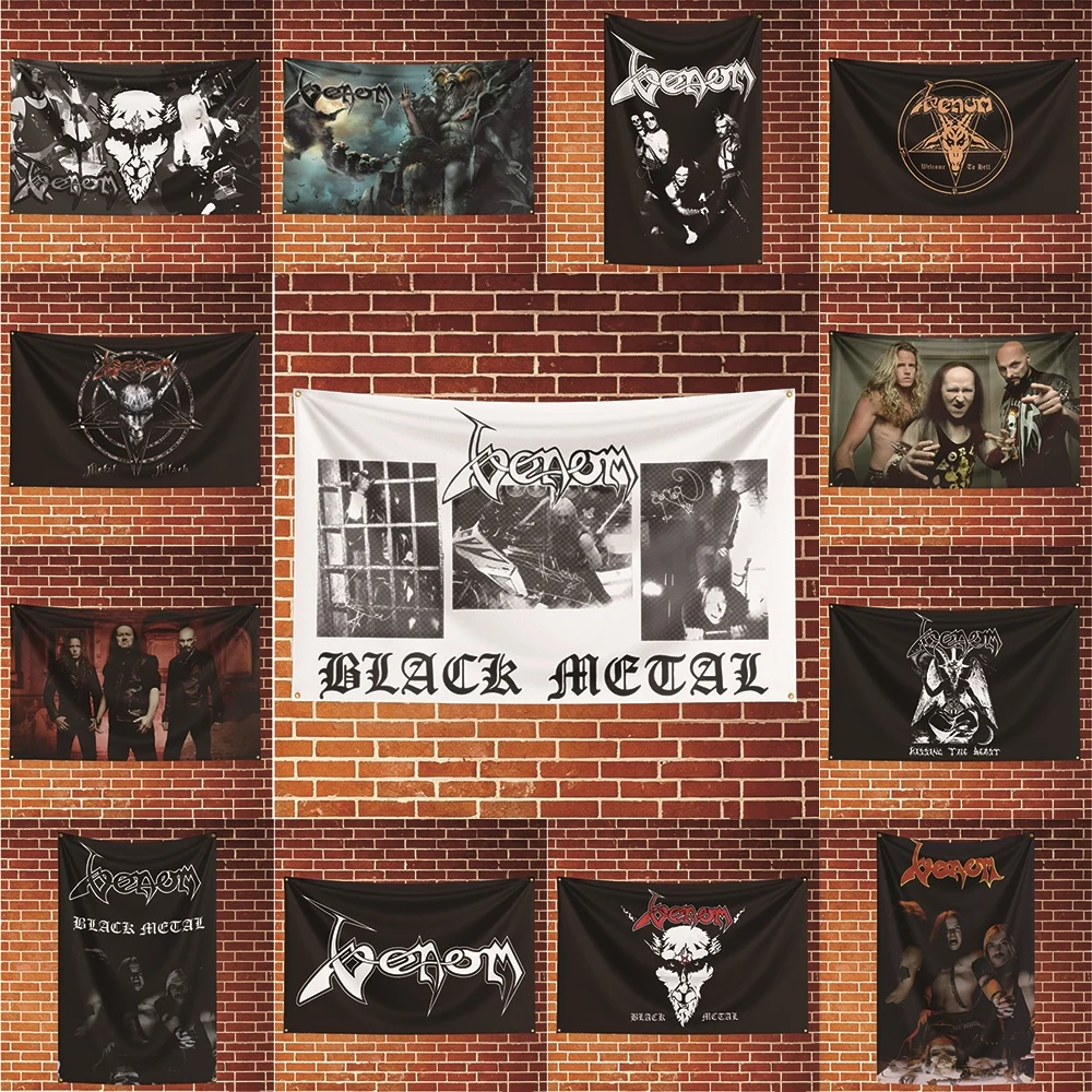 Venom Music Flag Banner For Fan Cave Watch Party Tailgate Gathering Indoor Outdoor Backyard Home Festival Ornament Supply