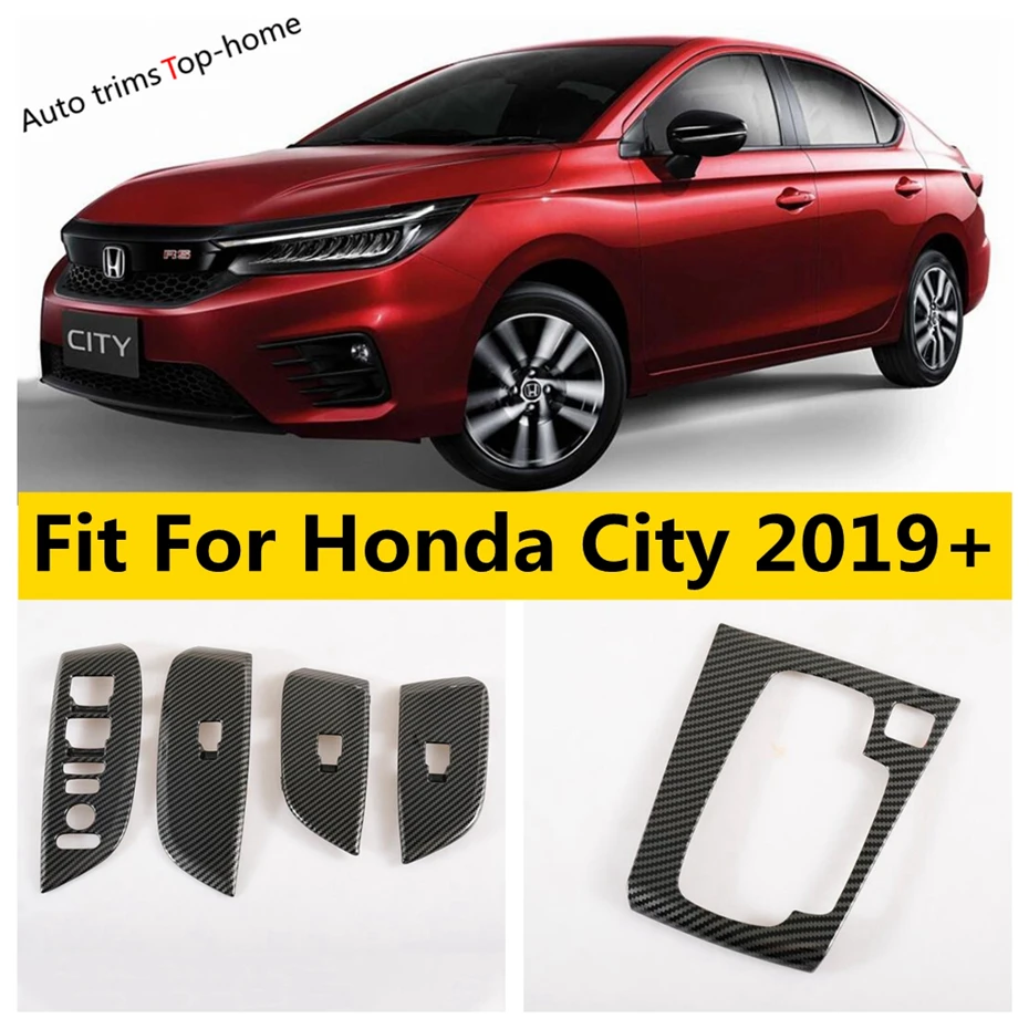 

RHD Center Shift Gear Box Panel / Door Armrest Window Lift Button Switch Frame Cover Trim For Honda City 2019 - 2021 Accessories
