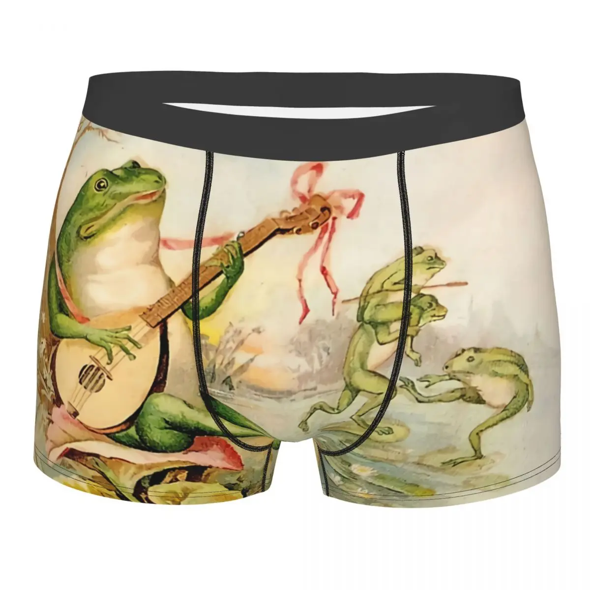 Frog Pet Lover STRUMMING Vintage Abstract Entertainment Underpants Homme Panties Man Underwear Sexy Shorts Boxer Briefs