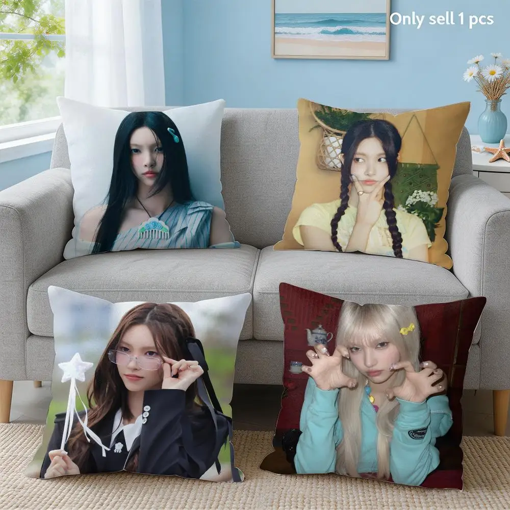 Korean Idol Y-Yunah Singer Cushion Cover Soft Short Plush Throw Pillow Cover Hidden Zipper Cutecore Sofa Bedroom Home Decor
