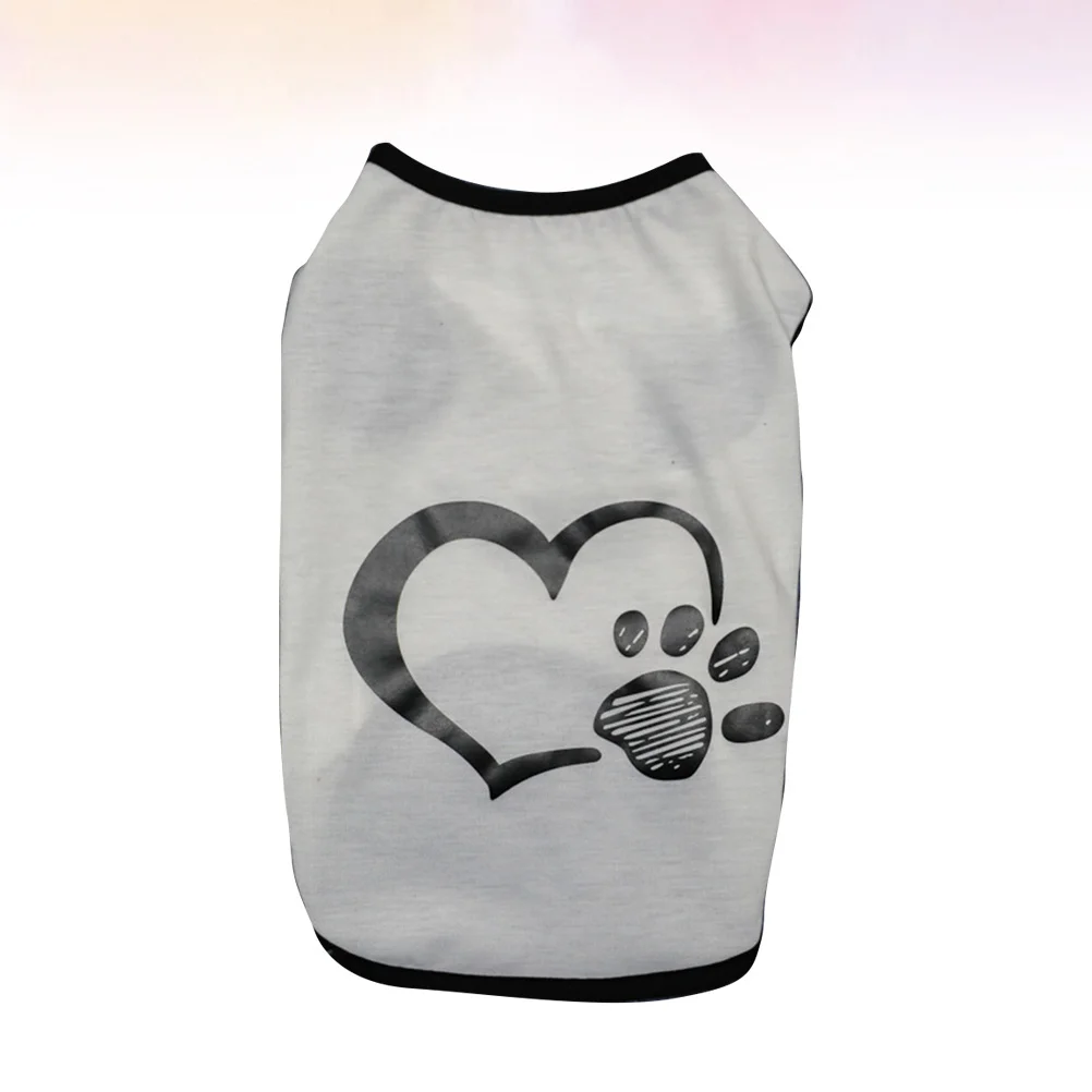 

Comfortable Dog Clothes Black Size S Cute Heart and Paw Print Vest for Spring Summer Season Wear for Outdoor Exercise