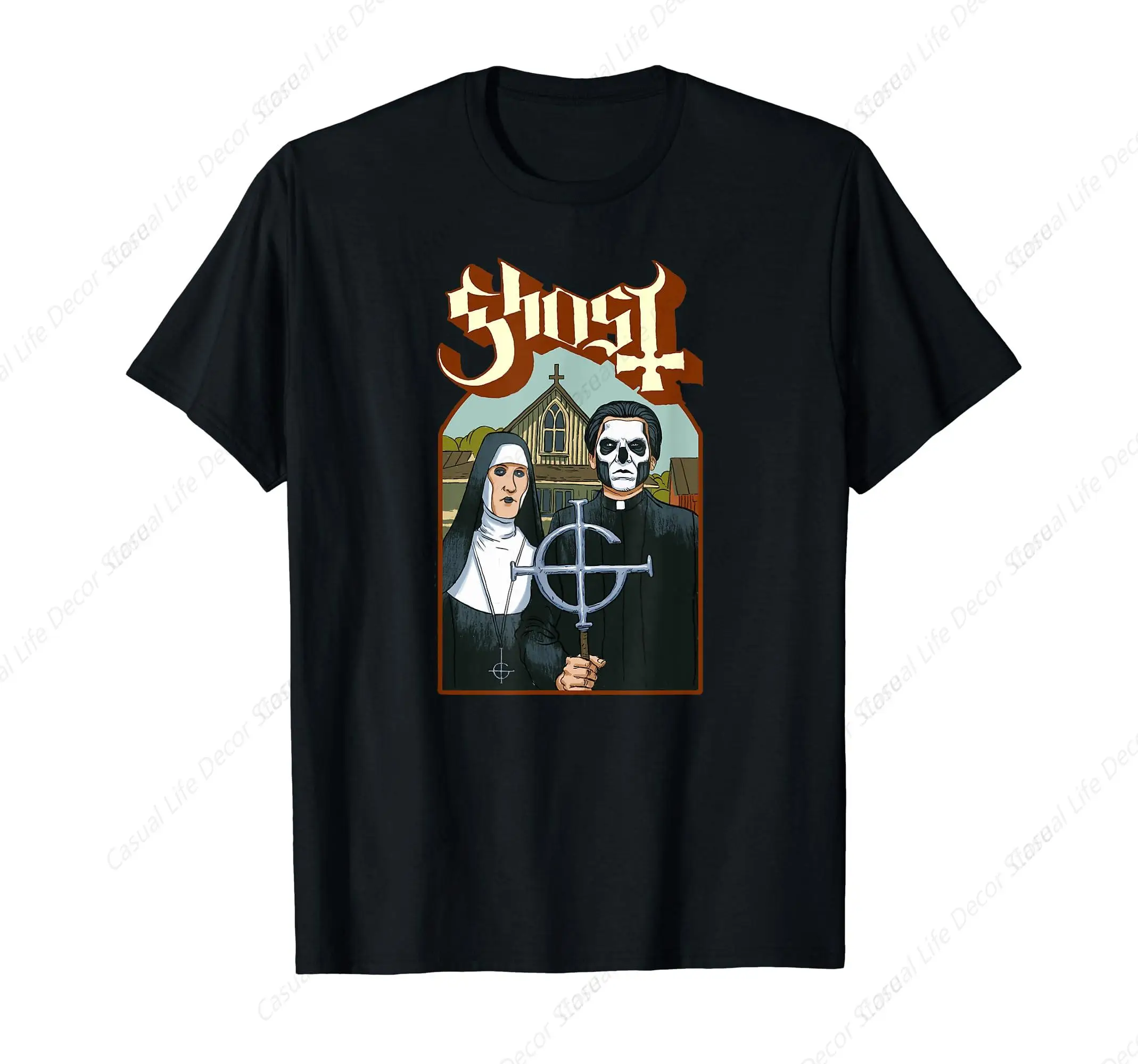 Ghost – Emeritus Goth men's T-shirt- Short Sleeve Crew Neck Soft Fitted Tees S - 6XL Fresh Classic Basic Tshirts