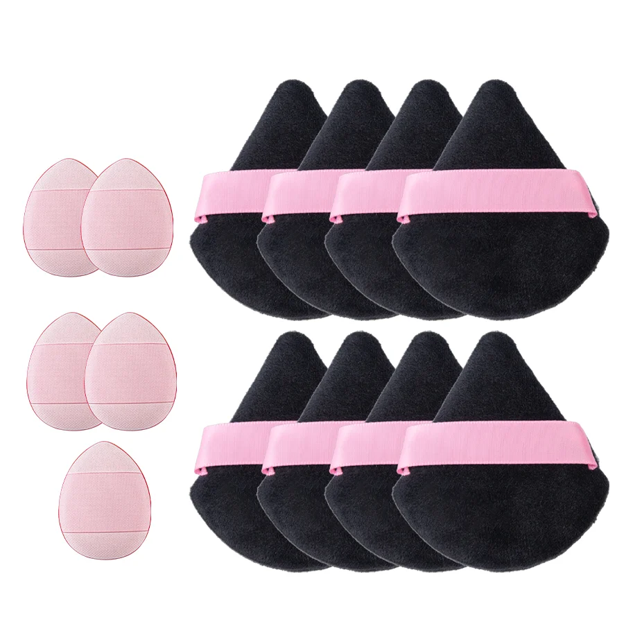13 Puder mit schwarzem Dreieck rosa Finger Puder quaste Set für den täglichen Gebrauch Make-up Einstellung