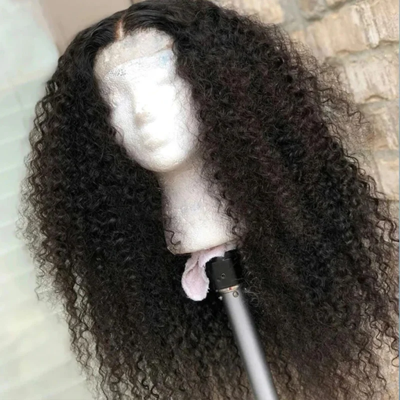 

26-дюймовый бесшовный парик с кружевной передней частью 13x4, 180% плотность, мягкий, натуральный черный, длинный, кудрявый, для женщин, с детским волосом, предварительно пророщенный, на каждый день