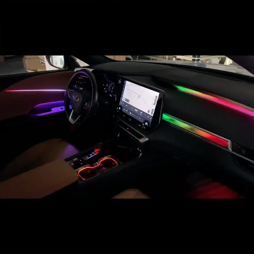 Keshengke LED Car Inner Ambient Lamp Kit for Lexus RX 2023-2025 Model Year OEM Size Rainbow Dynamic Ambient Light