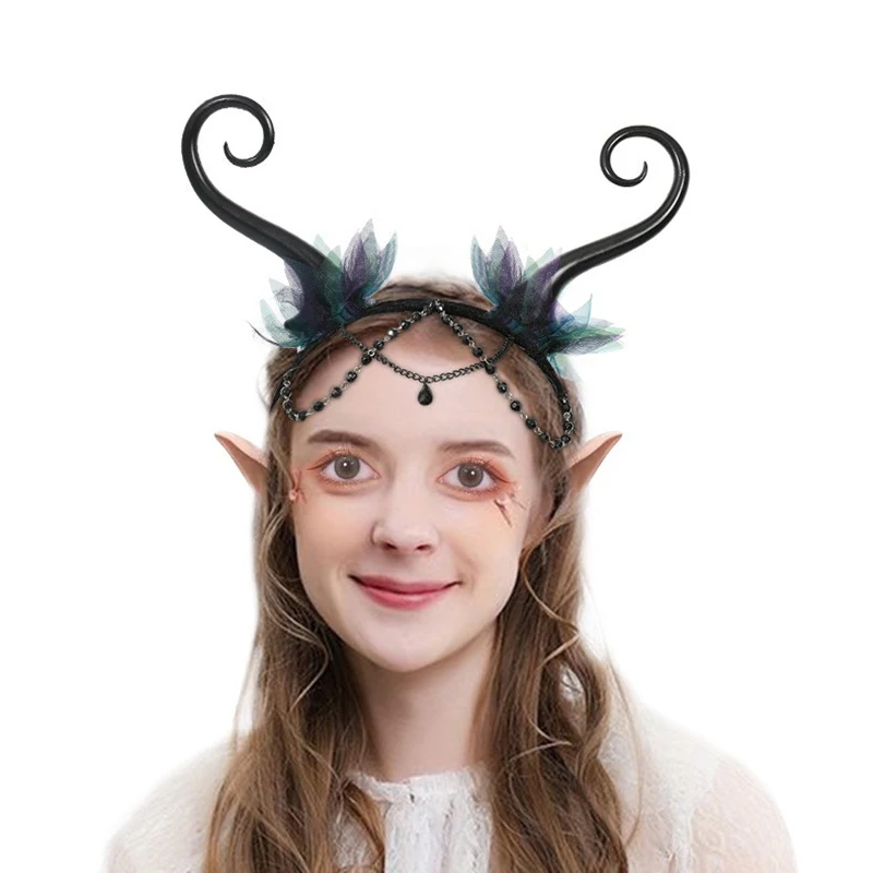 Diadema con antena de hadas para Cosplay, fiesta de Halloween, disfraces de elfo del bosque, tocado, tocado de mascarada, regalos para seguidores