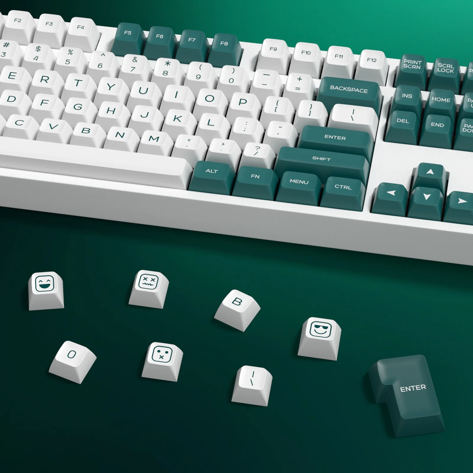 Imagem -04 - Kbdiy-teclas Verdes e Brancas Double Shot Grupo Perfil SA para Teclados Mecânicos Tampas Iso 142 Teclas Personalizadas para Gmk67