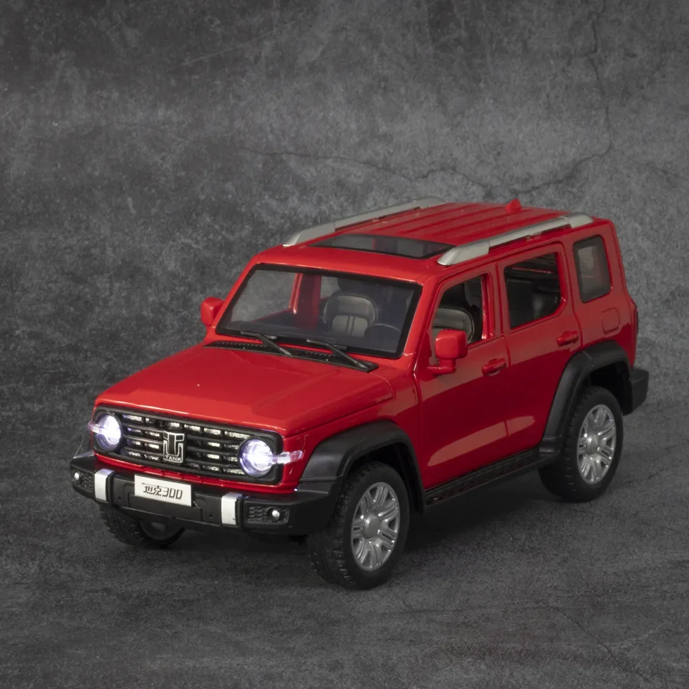 

1:32 Tank 300 Off-Road Vehicle Diecast Metal Alloy Model Car Pull Back Sound Light Car Kids Gift Collection A446