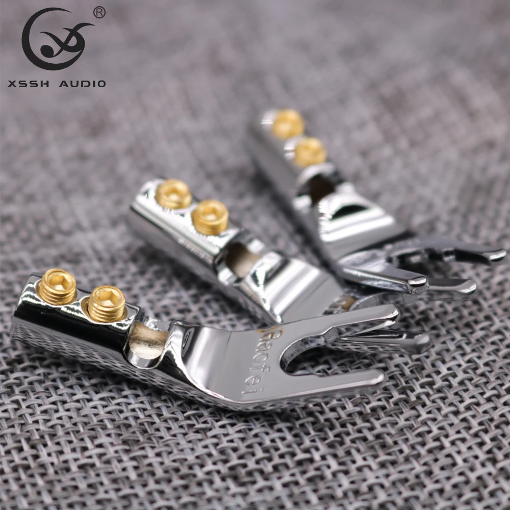 YIVO XSSH Audio Hifi Power Amplifier Speaker Pure Copper Plated Rhodium Y Type Banana Jack Plug Connector 5mm Cable U Fork Spade