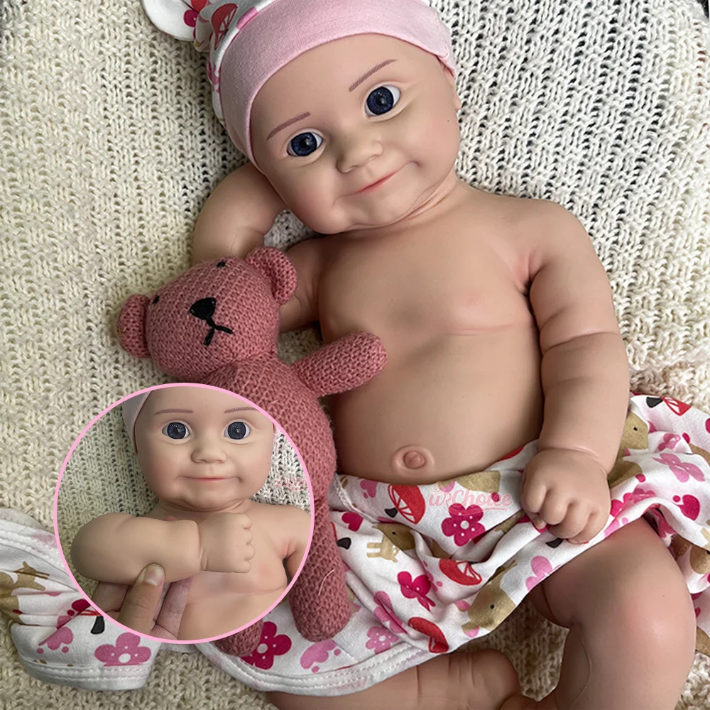 

20" Full Silicone Reborn Baby Model Cute Reborn Mini Toy Doll Soft Chubby Silicone Newborn Girl Baby For Toddler Doll Companion