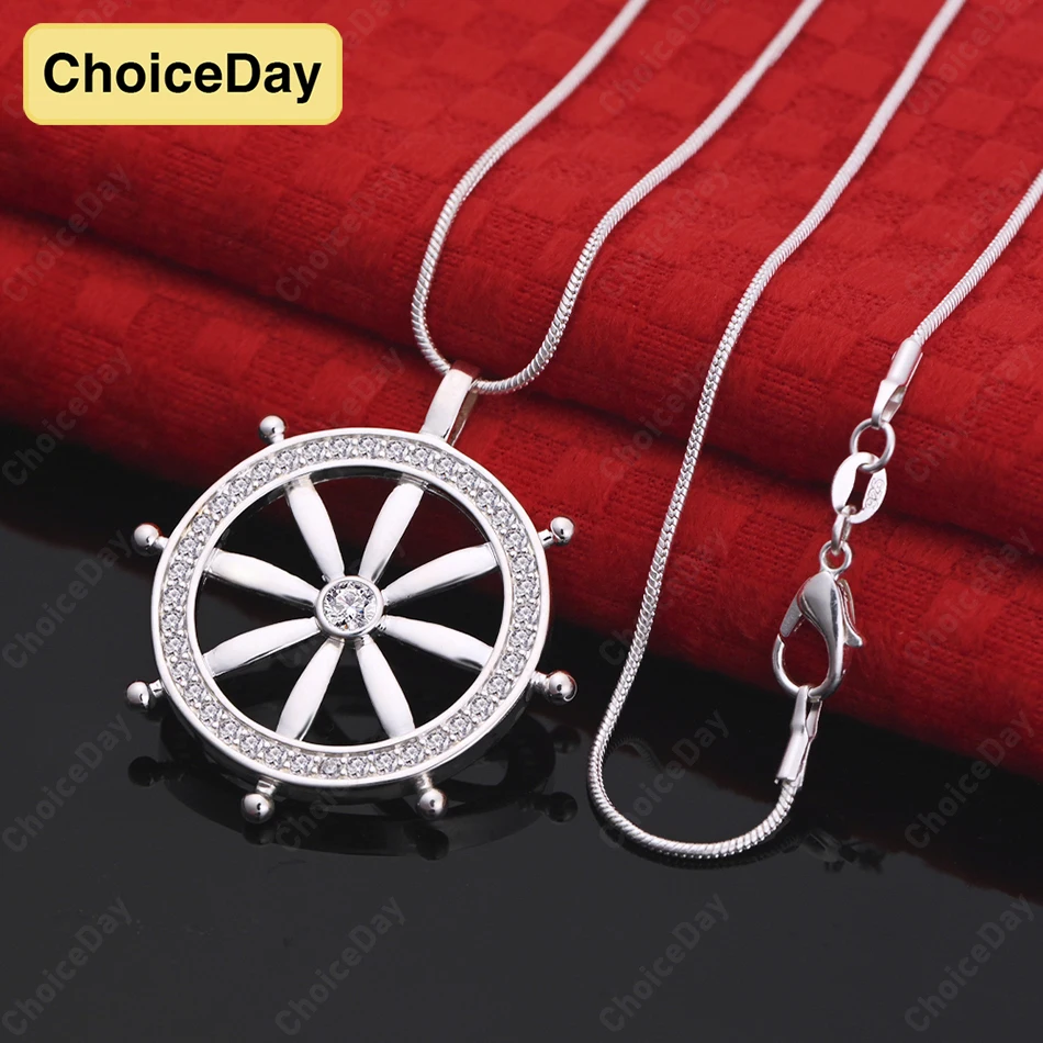 

ChoiceDay 925 Sterling Silver Round Zircon Pendant Necklace Fashion Women's Gift Jewelry Accessories Wedding