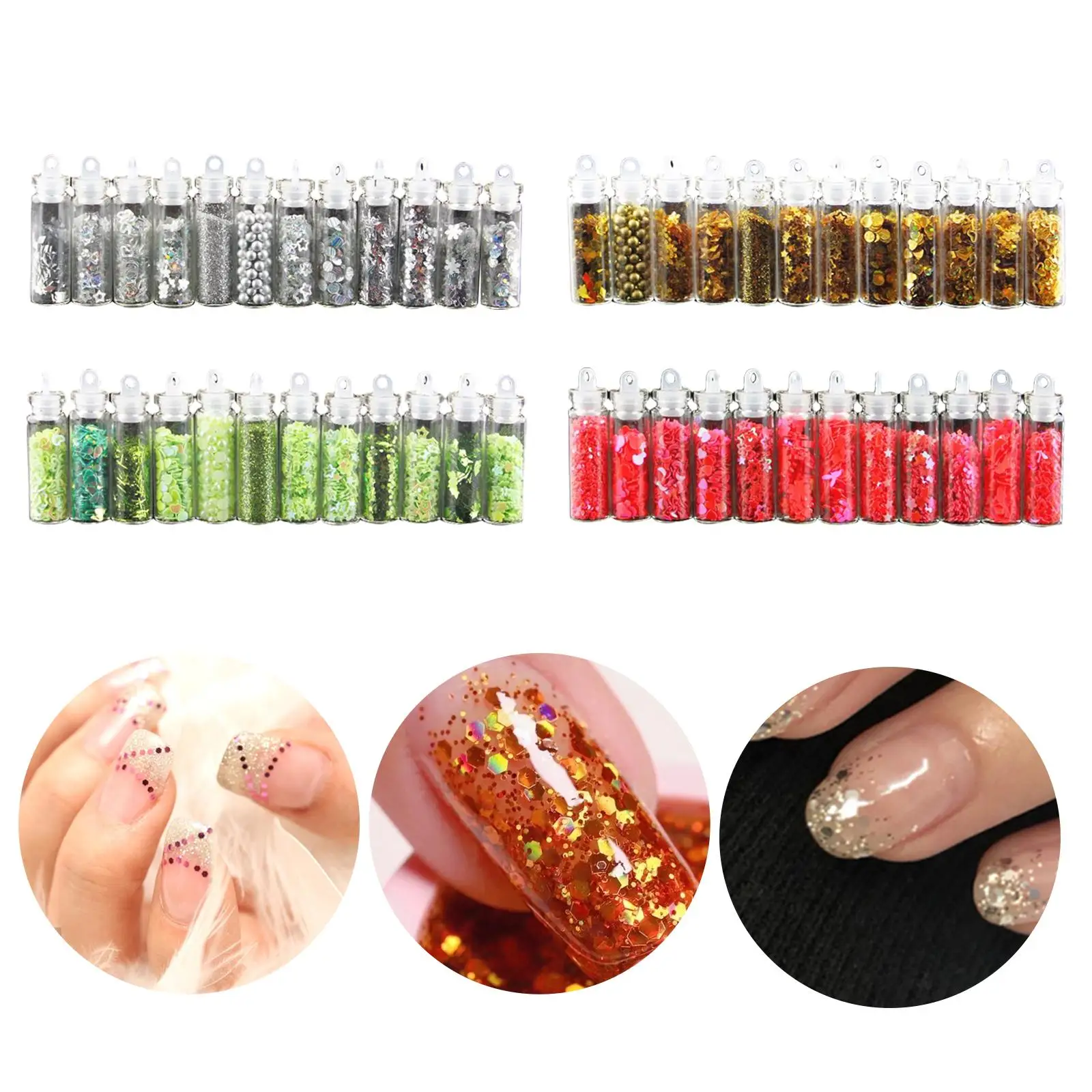 12pçs amuletos de lantejoulas brilhantes para unhas, várias formas, contas holográficas misturadas brilhantes para mostrar rosto, arte corporal, artesanato