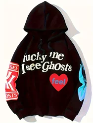 Unisex Fashion Lucky Me I See Ghosts Sweatshirt Hip Hop Men's Pullover Hoodie Fashion Sweatshirt