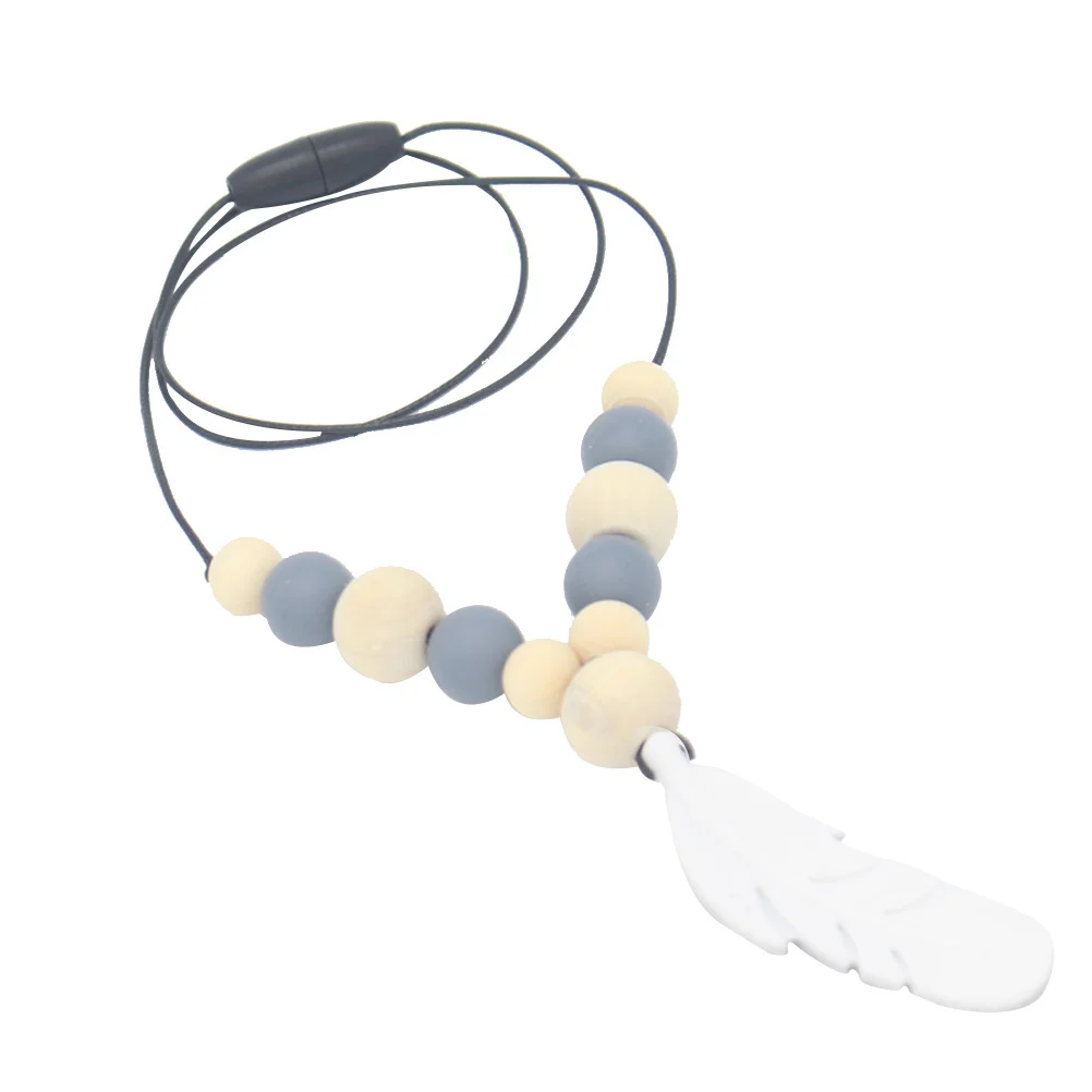 عضاضة الطفل مضغ سيليكون التمريض قلادة رمادي لينة التسنين الإغاثة للرضع مهديء هدية آمنة غير سامة اللثة