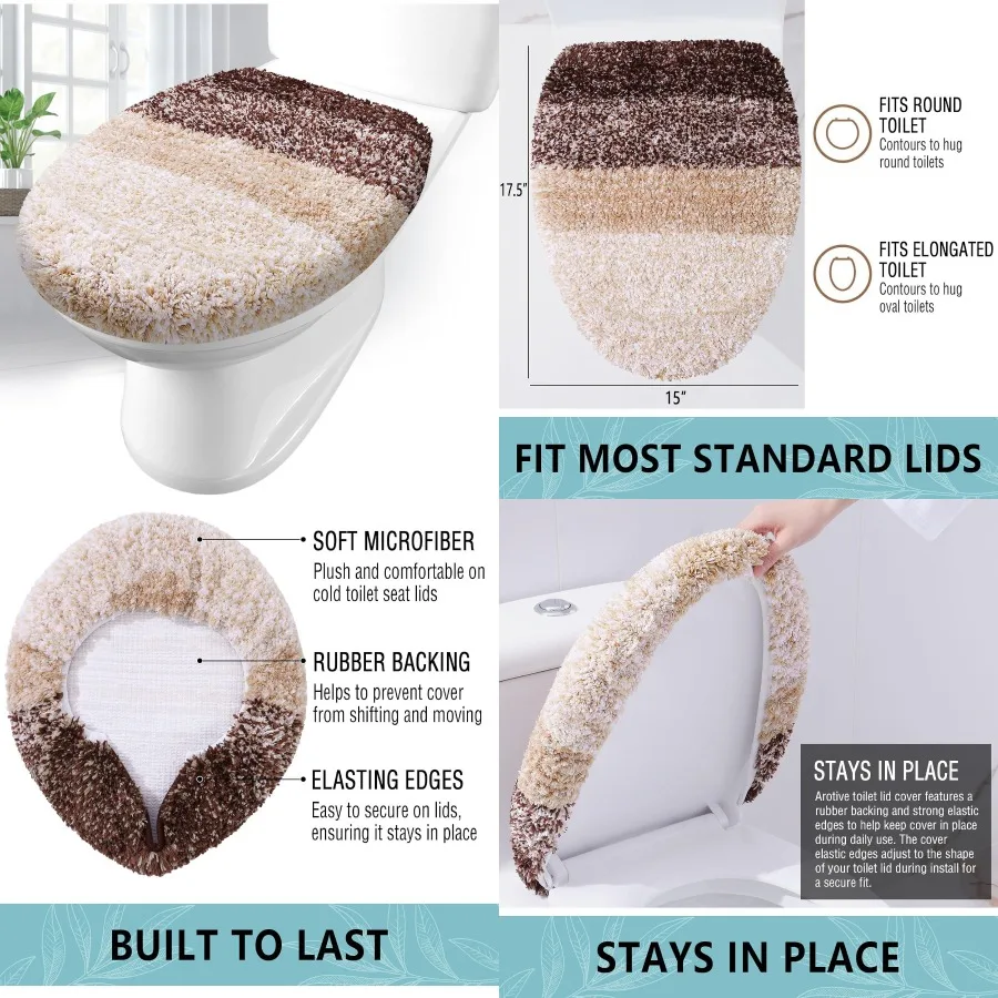 

Мягкая крышка для унитаза из микрофибры, чехлы на сиденья, которые можно стирать в машине, 17,5 x 15 дюймов, надеваемые в местах с резиновой подложкой, подходят