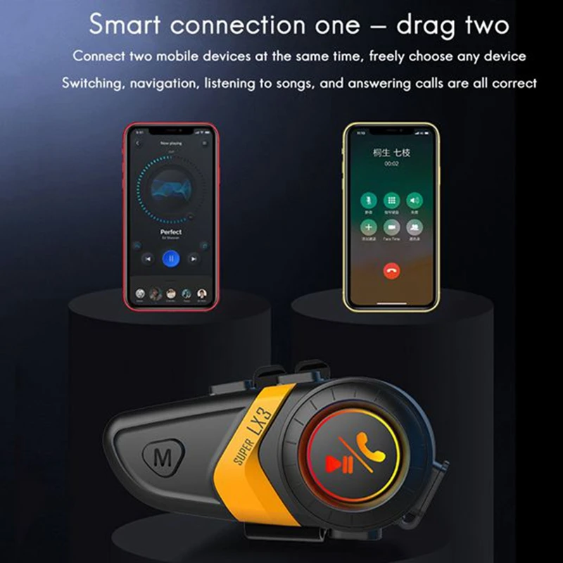 LX3 헬멧 블루투스 헤드셋, 오토바이 라이딩 무선 통화 헤드셋, 소프트 라인 밀 헤드셋, BT5.0, 1200MAH