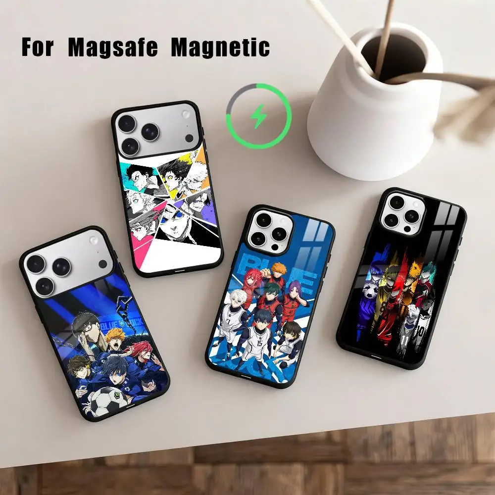 

Manga B-Blue L-Lock-K Phone Case For iPhone 17,16,15,14,13,12,Plus,Pro,Max for Magsafe Magnetic Wireless Charging