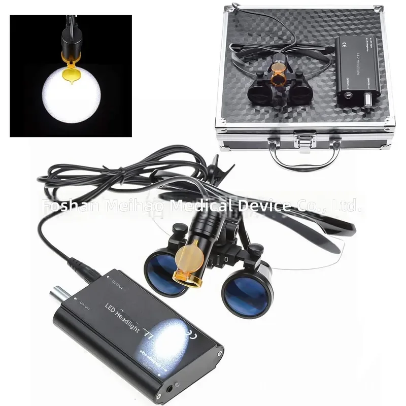 Modern Medical 3.5X420mm Dental Loupes with LED Headlight and Filter, Optical Glass Binocular Magnifying Glasses for