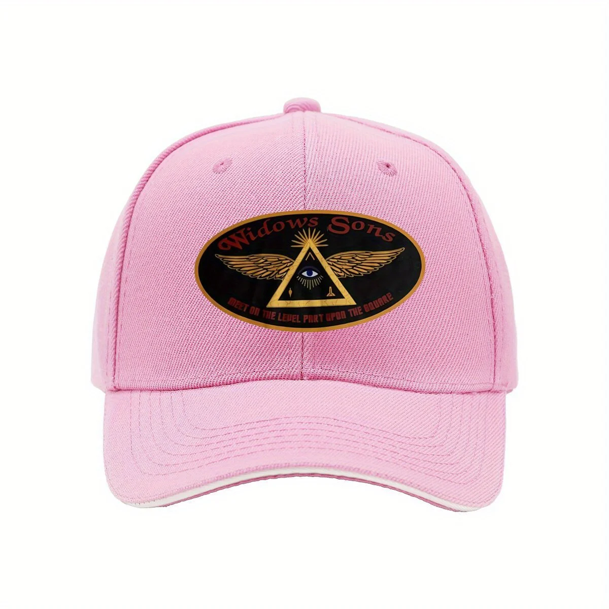 قبعة بيسبول قابلة للتعديل من شركة Widows Sons Masonic Riders Association - خفيفة الوزن باللون الأزرق الداكن مع شعار ذهبي وتصميم العين،