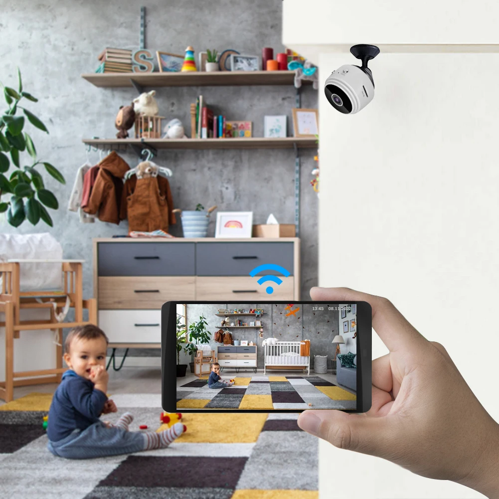 Telecamera di sorveglianza HD 1080p telecamera di monitoraggio della sicurezza visione notturna visione remota forte magnetico per auto Indoor neonati animali domestici