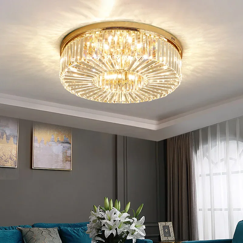 Gold Modern Chandelier Lighting Home Decoration Luxury Crystal Living Room Ceiling Light Dimmable Luster Ring Led Light Fixture