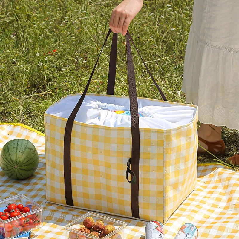 Hot Insulated Lunch Bag Reusable Lunch Box for Outdoors Picnic Hiking Beach Leakproof Cooler Tote Bag with Shoulder Strap