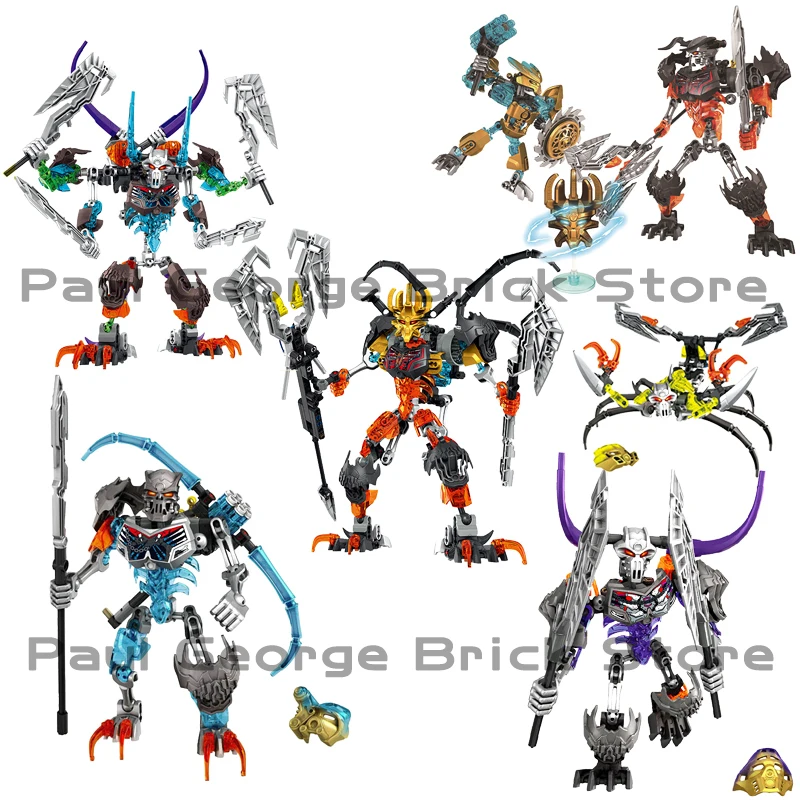 

Bionicle Series Skull Warrior Mask Maker Building Blocks Anime Action Figures Soldier Warrior Bricks Toys For Boys Kids Gifts