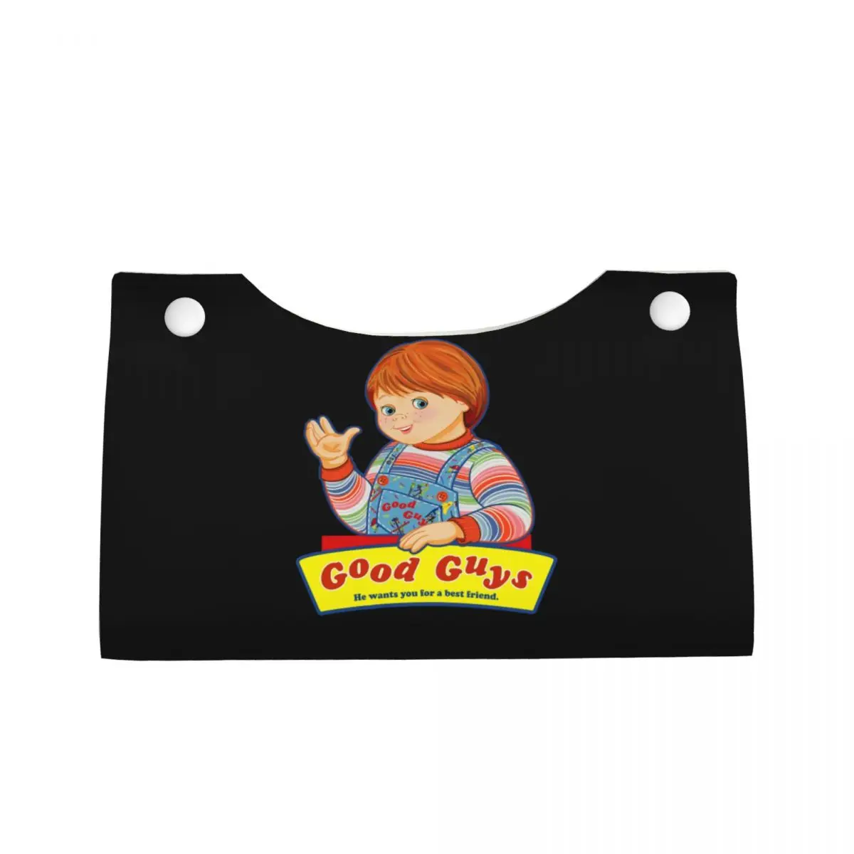 Custom Good Guys Chucky Art Facial Tissue Box Cover Rectangular Child's Play Doll PU Leather Tissue Box Holder for Car Office