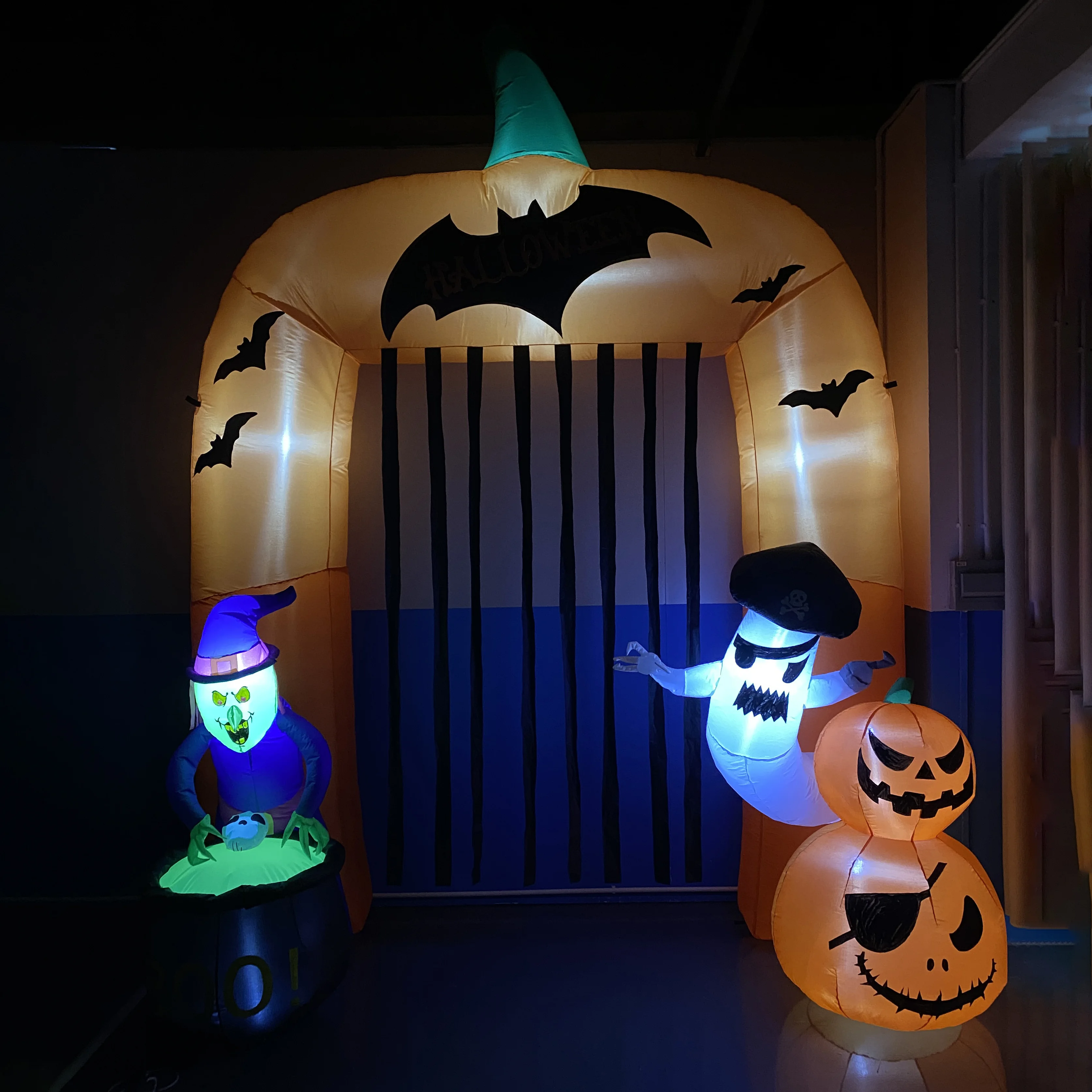 12FT عطلة الإضاءة LED أضواء العملاق هالوين نفخ اليقطين قوس الساحرة شبح لوازم حديقة المنزل الحلي الديكور