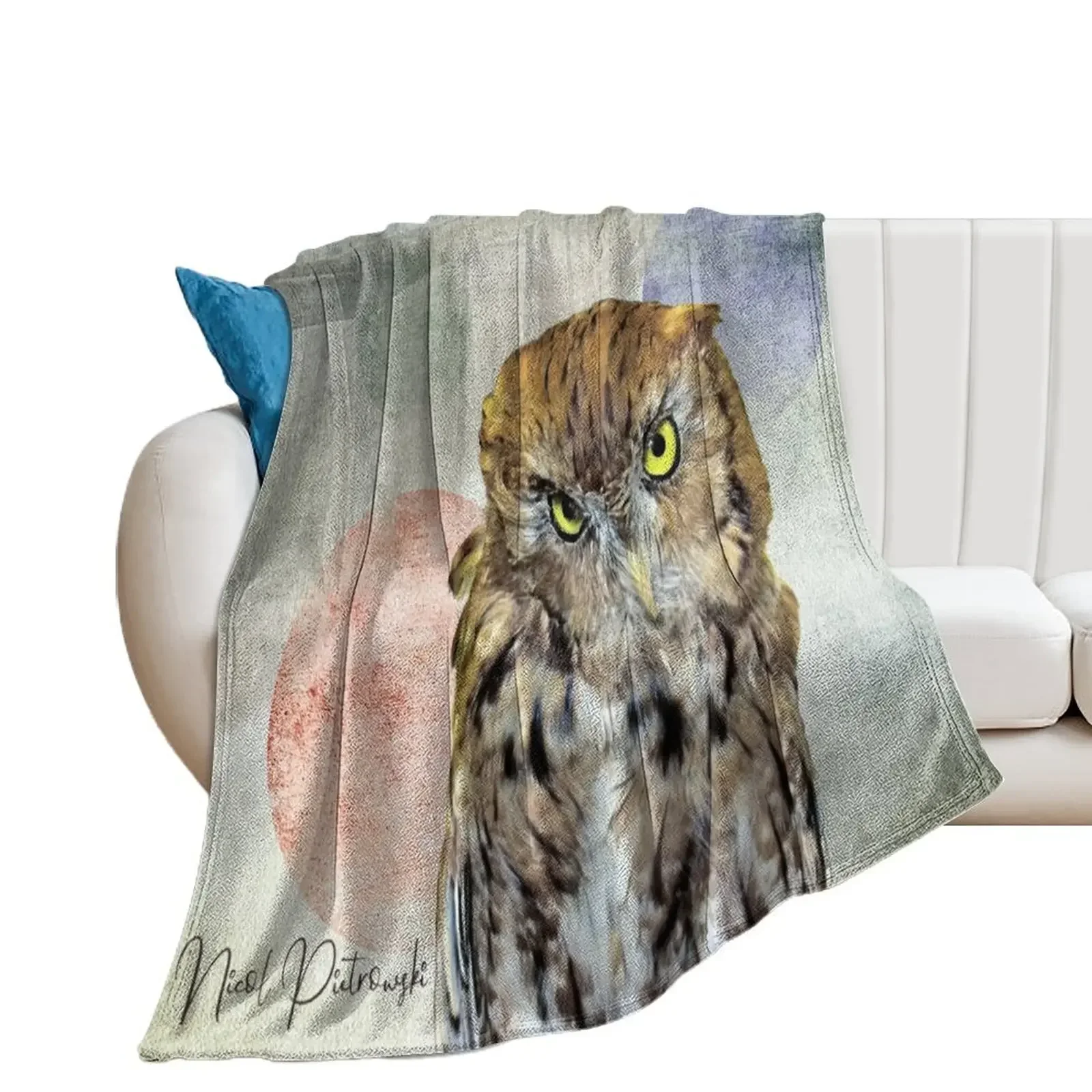 Cute Rustic Screech Owl Fence Modern Cottage Chic Country Art A653 Throw Blanket Moving Bed Fashionable Blankets