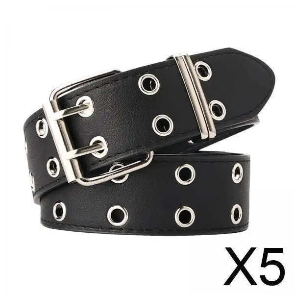 

Женский пояс с двойной пряжкой в стиле панк, полый винтажный регулируемый широкий ремень из искусственной кожи для готического платья, клубного бара, косплея, мероприятий