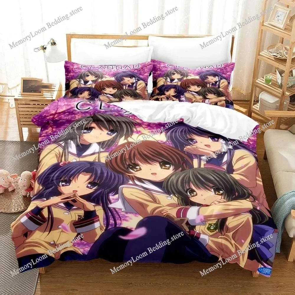 Game Theme Popular Clannad Nagisa Furukawa Bedding Set King/Queen Size Duvet Cover 3D Print Cozy Soft Home Textile Decor