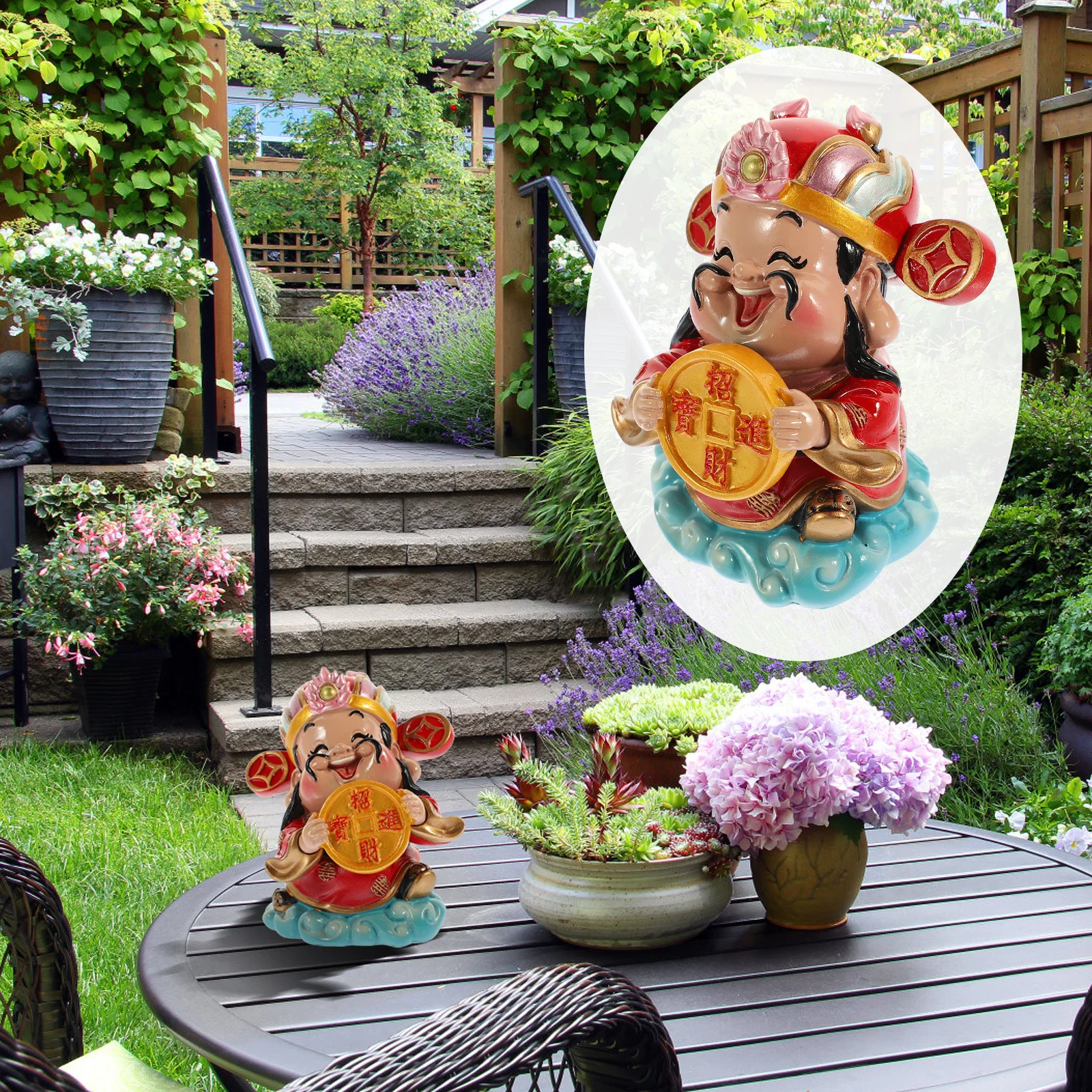 

Fortune God Resin Statue Lucky Desktop Ornament Chinese Style Wealth Blessing Sculpture Home Office Decoration