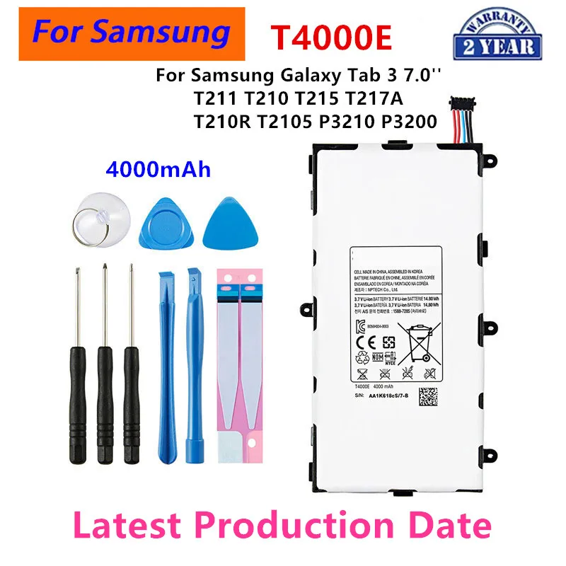 Brand New Tablet T4000E Battery 4000mAh For Samsung Galaxy Tab 3 7.0'' T211 T210 T215 T217A T210R T2105 P3210 P3200 +Tools