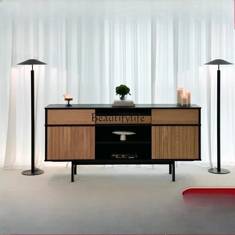 

yj32 Creative Entrance Cabinet Simple Modern Storage Retro Color Matching Solid Wood Cabinet