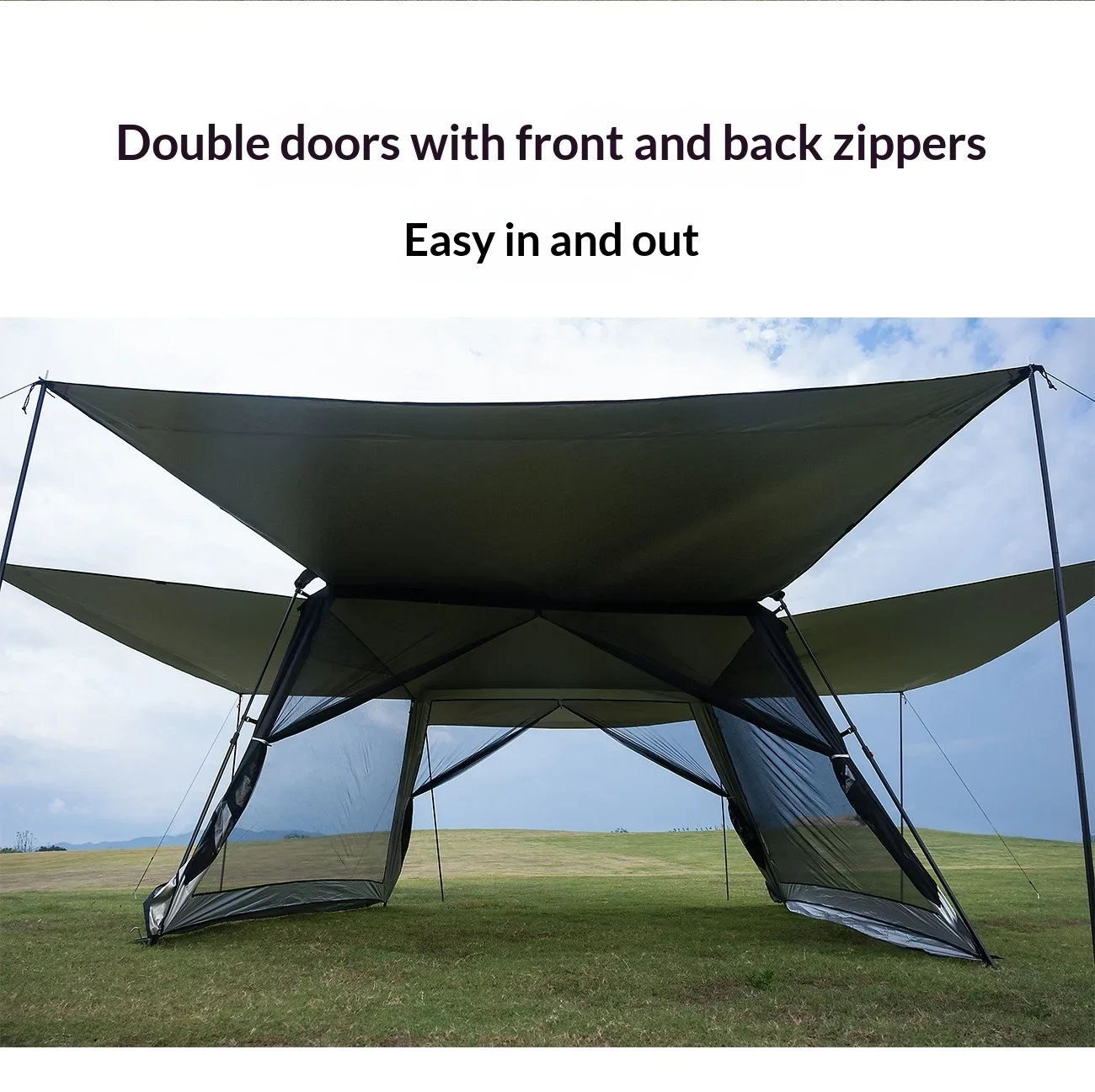 MOUNTAINHIKER 6-15Person Outdoor Camping Mosquito Net Automatic Tent Waterproof Silver Glue Anti-ultraviolet Beach Picnic Awning image 2
