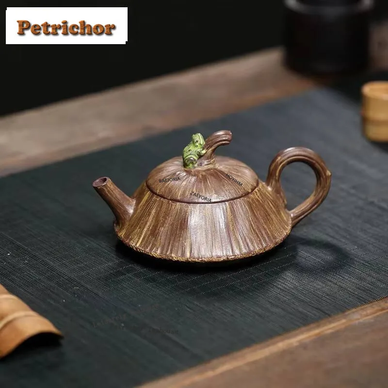 240Ml Authentic Yixing Purple Clay Teapots Handmade Frog Fun Lotus Seed Pot Raw Ore Mud Kettle With Filter Zisha Tea Set - view 6