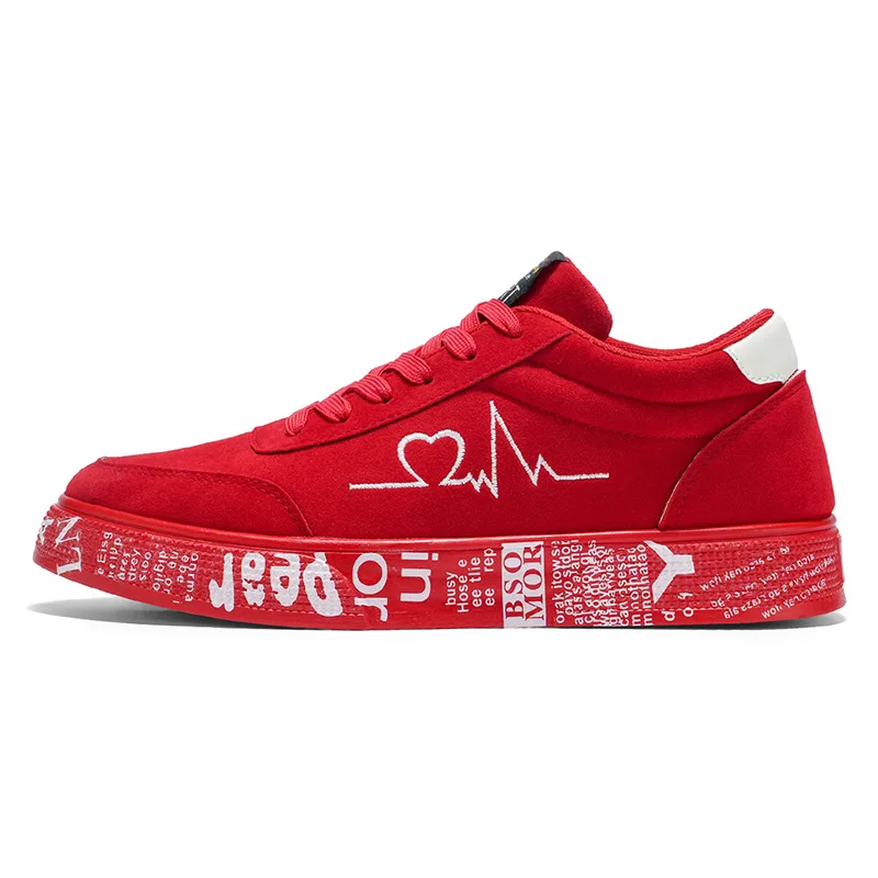 2026 Fashion Men's Vulcanized Sneakers Male Lace-Up Casual Shoes Breathable Original Canvas Red Black Lover Shoes Graffiti Flats