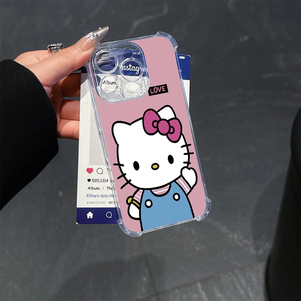 

Hello Kitty Cat Clear Phone Case For IPhone15 Pro IPhone 16/15/14/13/12/11/x/xs/xs Max Girls Soft Phone Case Hellokitty Cartoon
