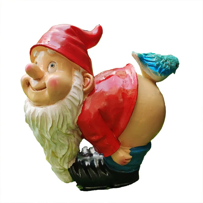 ‌Handmade Resin Gnome Figure - Cute Old Man with Bare Bottom Decor for Yard & Patio | Magical Garden Ornament