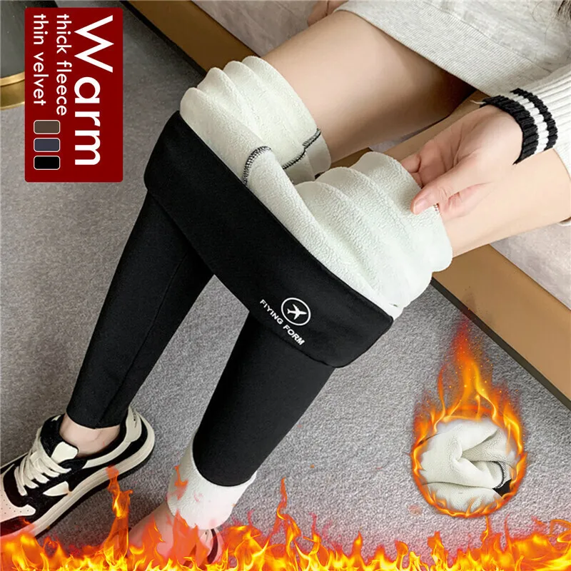 Moda feminina velo apertado novo outono inverno quente leggings cintura alta calças térmicas casuais calças de caxemira yoga ciclismo