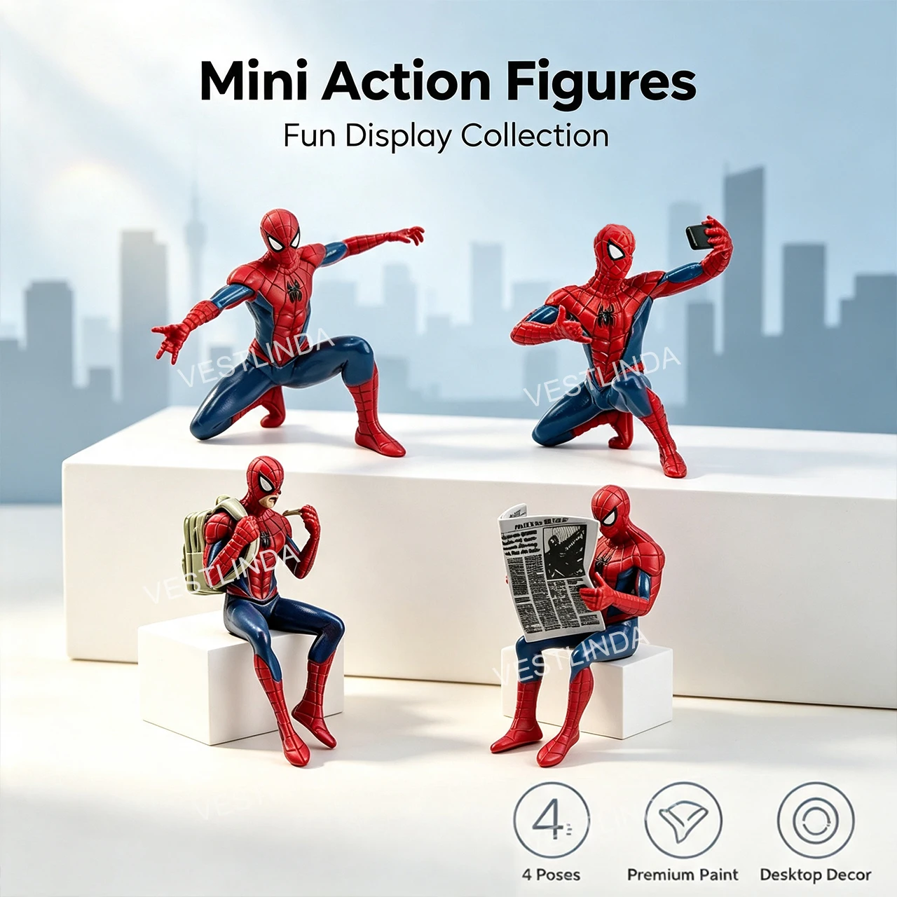 Heiß begehrte Superhelden-Spiderman-Figur 7-9 cm Mini-Statue Autodekoration Modell Schreibtisch-Sammlerstück Dekoration Marvel-Fan-Geschenk – Detail 1