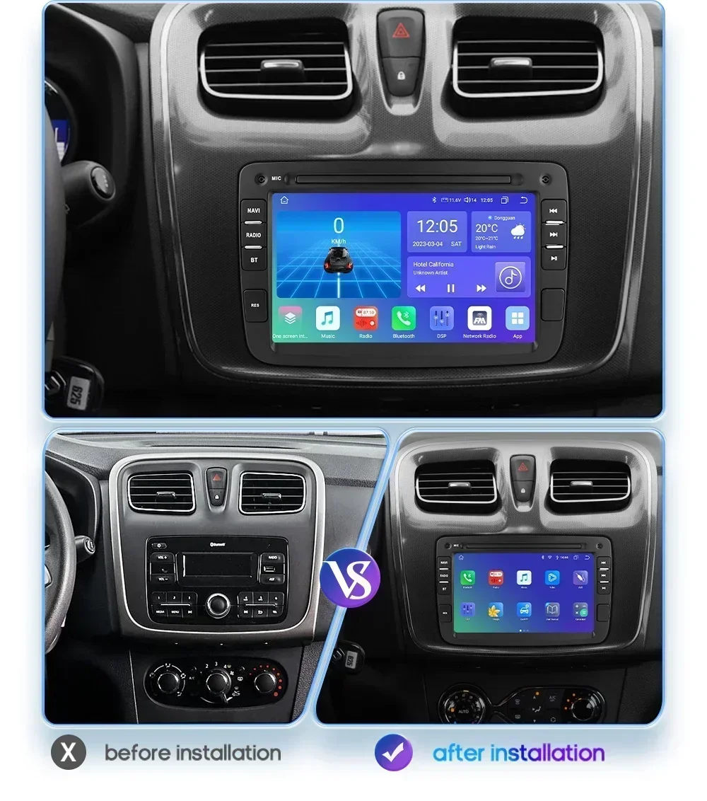 Android Car Radio for Dacia Duster Logan Sandero Renault Captur Symbol Dokker carplay Car Stereo Multimedia Audio Player Wifi