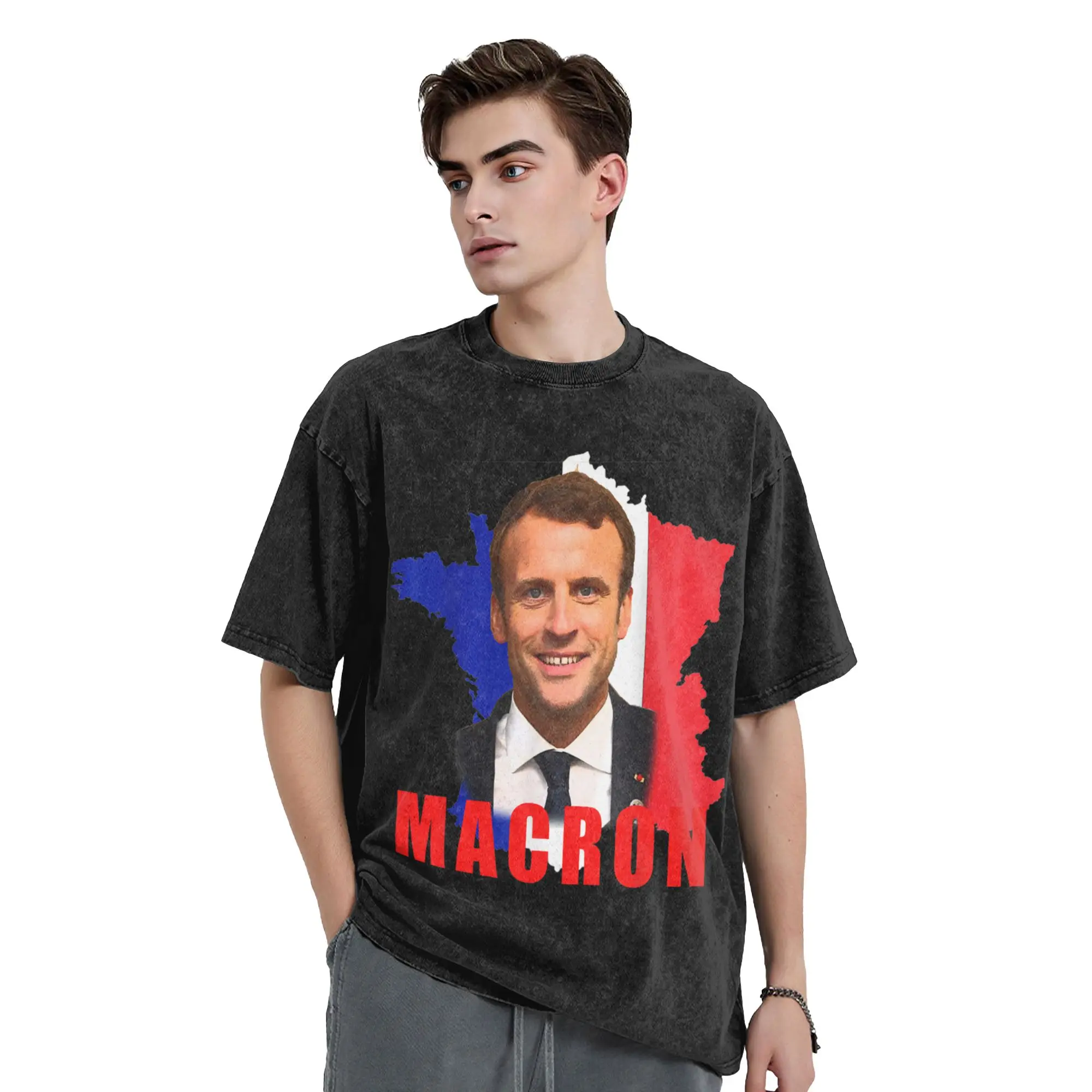 Emmanuel Macron T-Shirt Summer  Awesome T Shirts Cotton Leisure Tee Shirt For Male Short-Sleeved Custom DIY Clothing