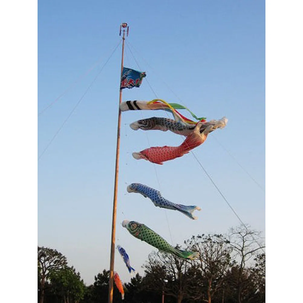 

70Cm Black Polyester Waterproof Japanese Koi Windsock Easy Hanging Wire Mouth Koinobori Carp Banner Nobori Flags Outdoor Home