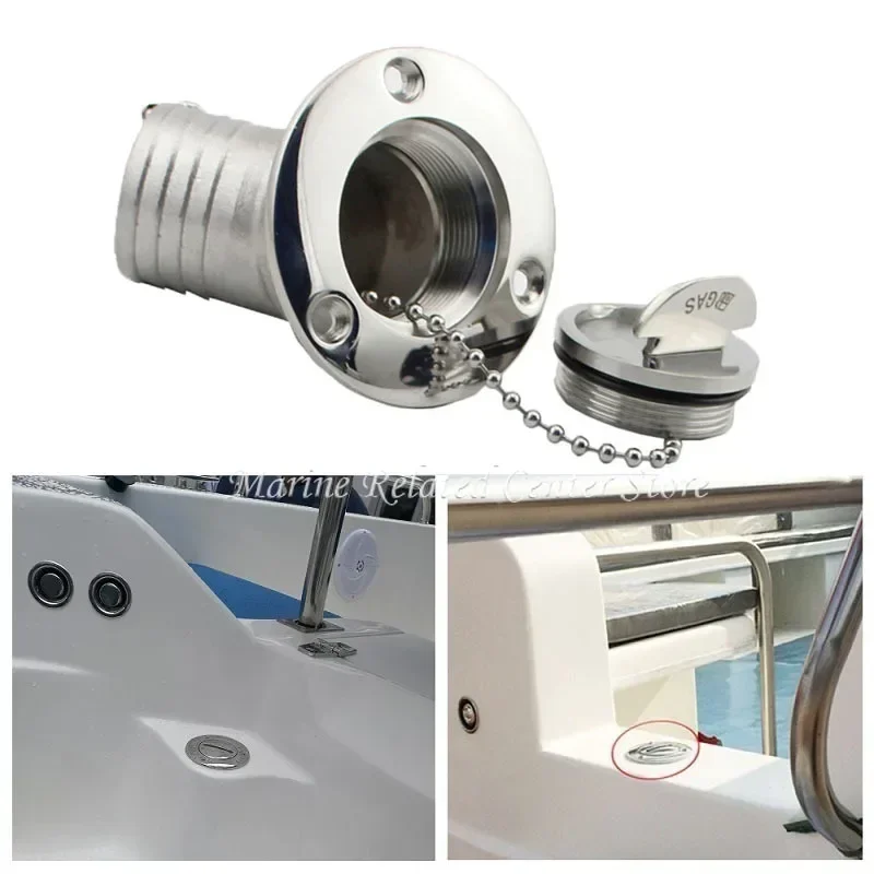 45/90 Degree Stainless Steel 316 Deck Filler Cap GAS DIESEL FUEL WASTE WATER 50mm(2inch) Marine Boat Yacht Hardware Deck Filler