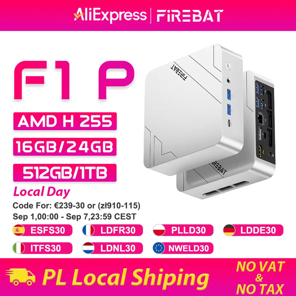 Firebat Mini PC F1 P AMD Ryzen 7 H 255 DDR5 16GB 24GB 512GB 1TB