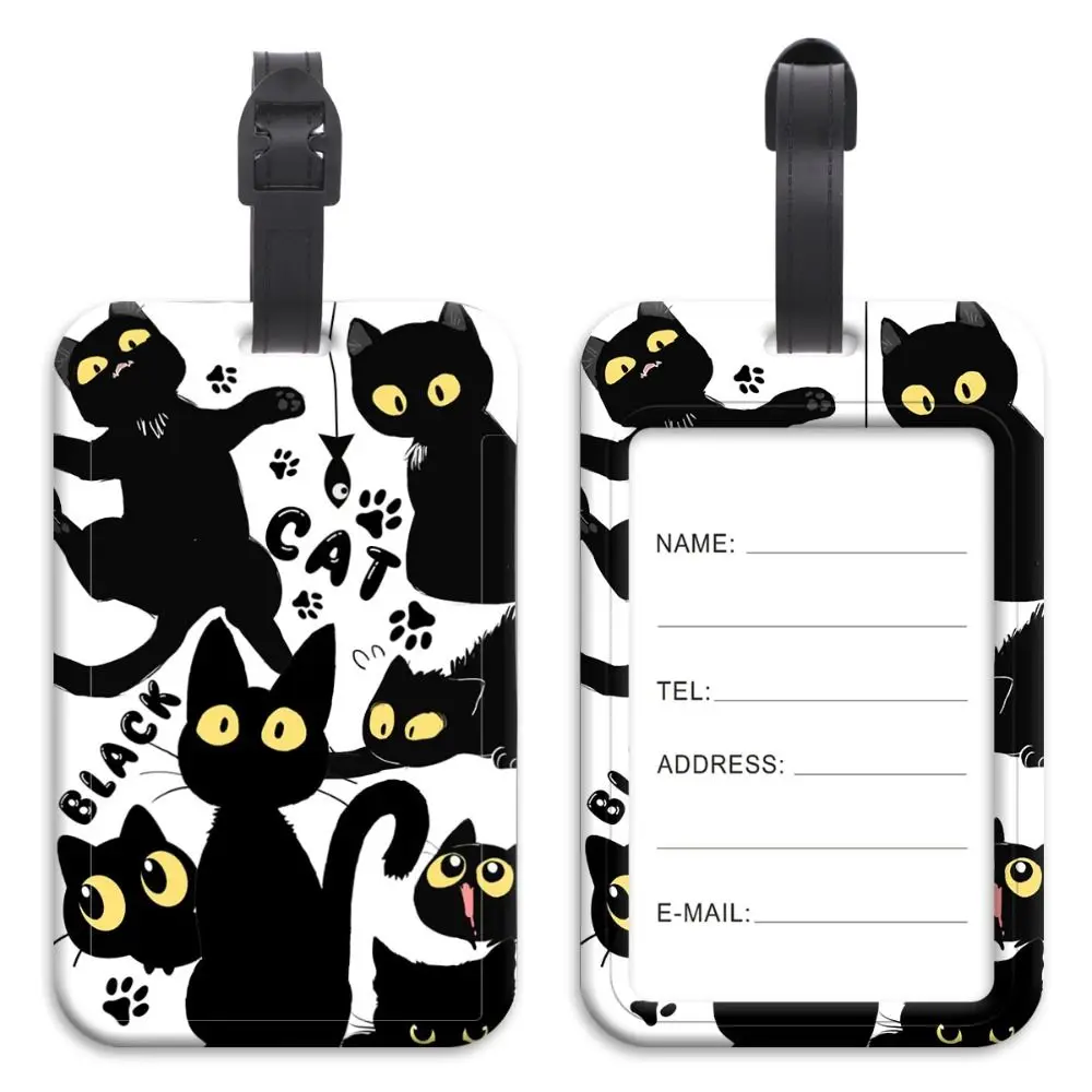Anti-verlorene Auflistung Kunststoff Gepäckanhänger Künstlerischer Koffer Rucksack Hängeseil Ausweishalter Niedliche Katzen Ausweishalter